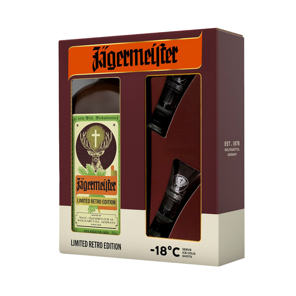 Լիկյոր Jagermeister Retro Edition 0.7լ + 2 ռետրո բաժակ
