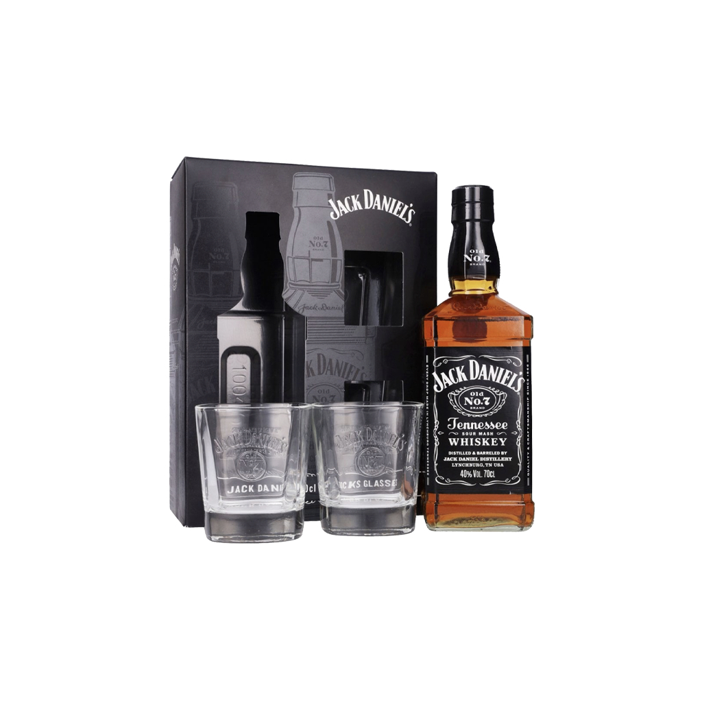 Whiskey `Jack Daniels` 43% 700ml /2 glasses/