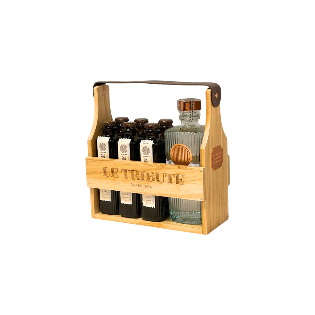 Ջին Le Tribute 43% 0.7լ + 6 Tonic Le Tribute Wooden Pack
