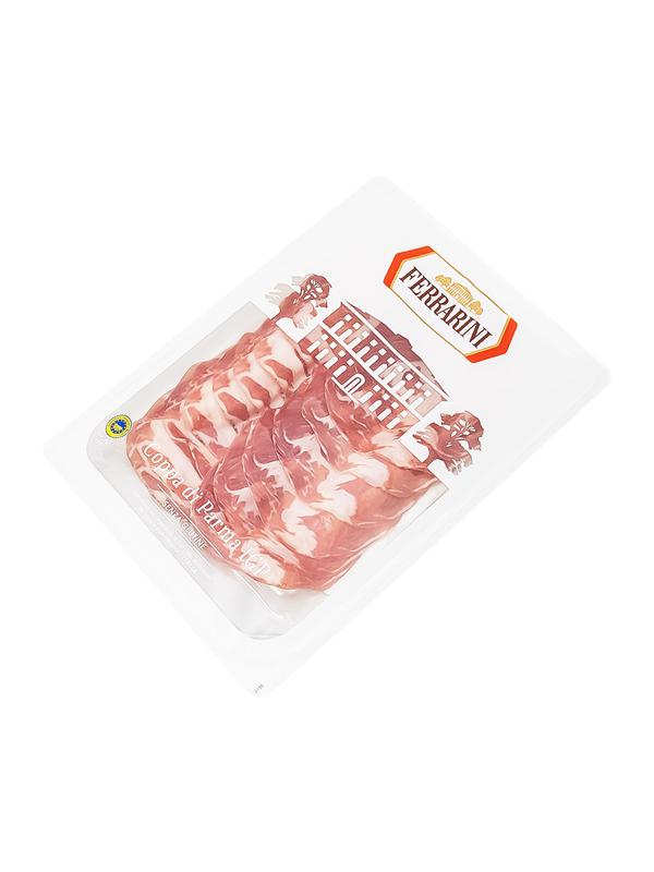 Վզամիս խոզի «Ferrarini Coppa Di Parma IGP» հում-հնեցված, կտրատած /առանց գլյուտեն/ 90գ